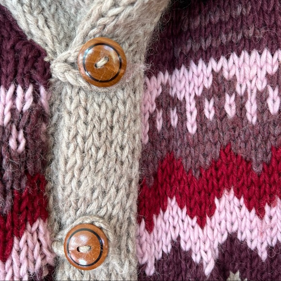 1970s vintage cardigan sweater coat wool knit boho Cottagecore winter jacket - Picture 3 of 8